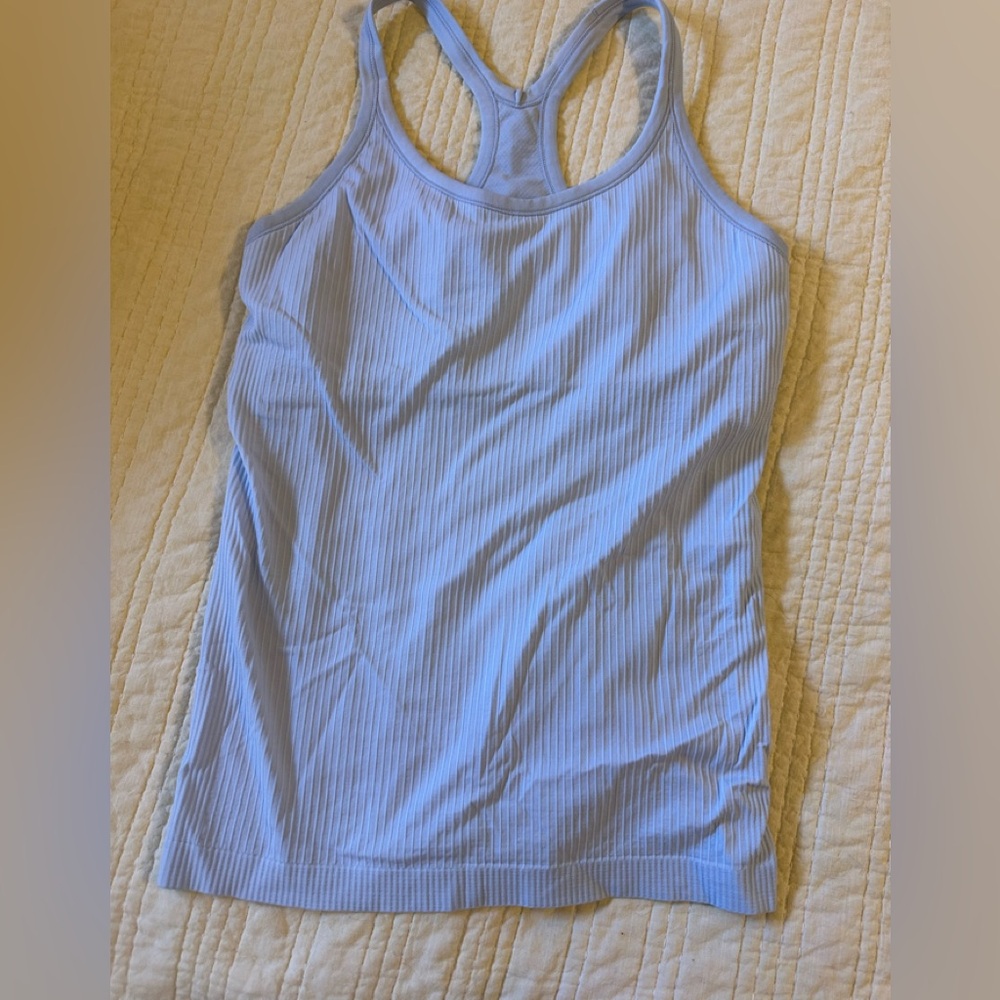 Lululemon Athletica Sky Blue Ribbed Ebb to Street Tank Top size 10